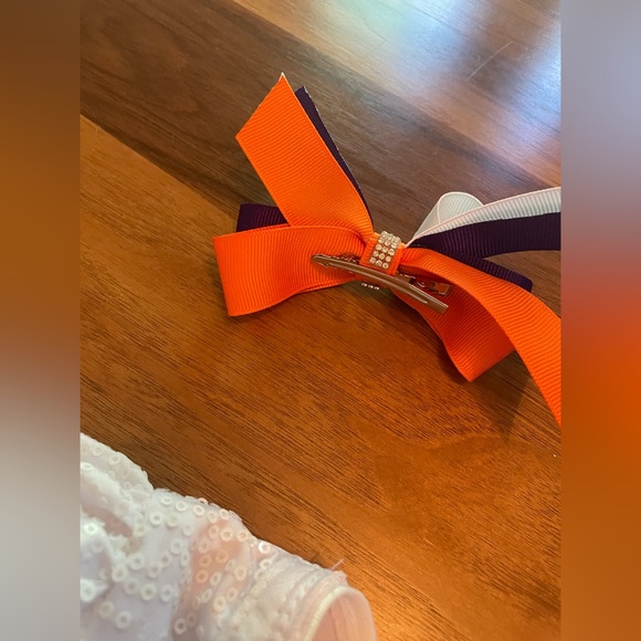 dance costume - school girl theme. Orange/black/purple/white w/ custom bows. - Picture 6 of 6